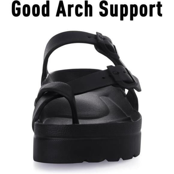 Women's Platform Sandals with Arch Support Comfortable Foam Slides Lightweight - Picture 5 of 7
